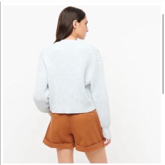 J. Crew Light Blue Cropped patch-pocket beach cardigan sweater - Picture 3 of 11